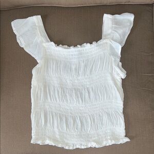 White Ruffled Women's Top